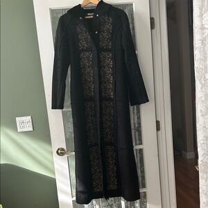 BEBE FULL LENGTH HOODED SUEDE COAT